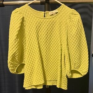 She + Sky Textured Yellow Blouse